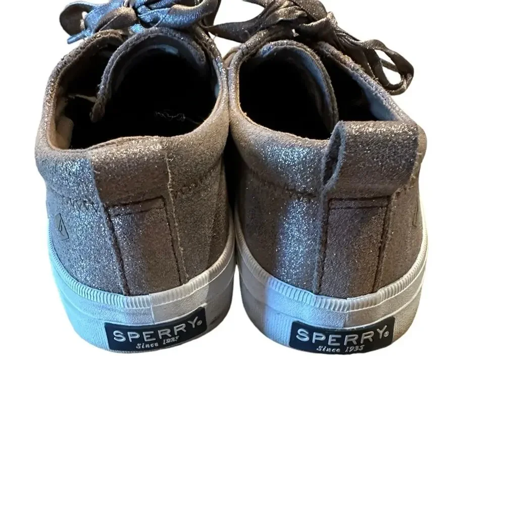 Sperry Women’s Size 6 Bronze Metallic Satin Ribbon Lace Up Sneakers - Picture 5 of 7